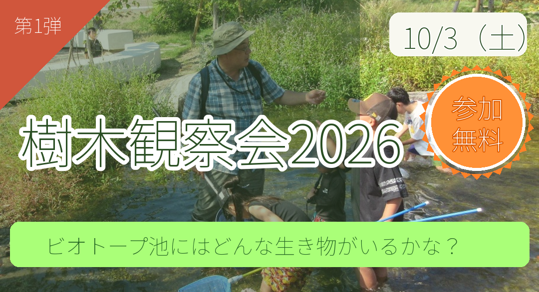 樹木観察会～ビオトープ池にはどんな生き物がいるかな？